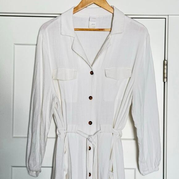 Lole Pearse Long-Sleeve Linen Blend Dress Womens XL in White - Picture 6 of 10